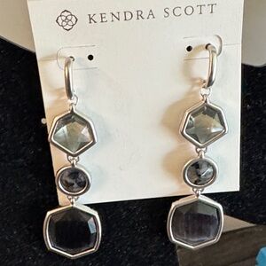 Kendra Scott Silver and Dark Gemstone Earrings